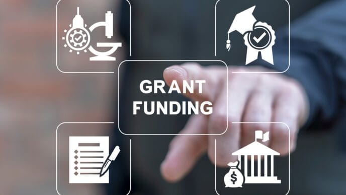 Man,Using,Virtual,Touchscreen,Presses,Inscription:,Grant,Funding.,Concept,Of | Meridian Source