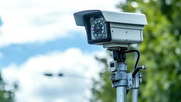 CCTV camera on a highway traffic monitoring road safety | Meridian Source
