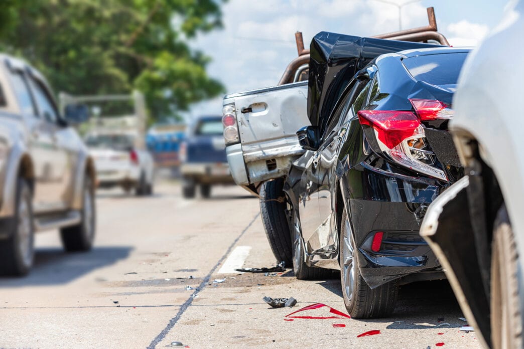 Modern car accident involving many cars on the road in Thailand | Meridian Source insurance