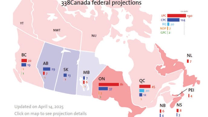 338 Canada - Election Map | Meridian Source