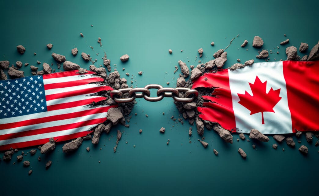 USA and Canada Flags Linked by Breaking Chain | Meridian Source