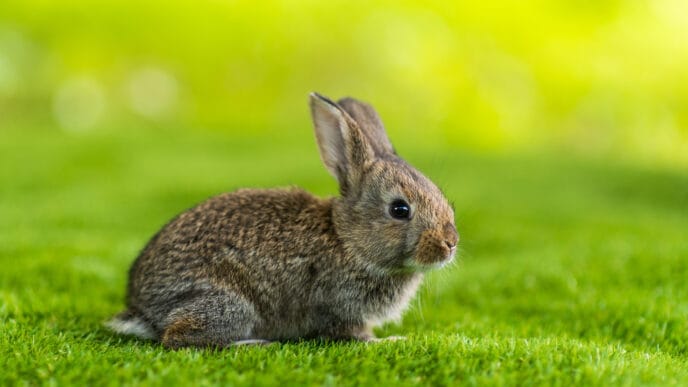 rabbit on a green grass in summer day Cute little Easter bunny | Meridian Source