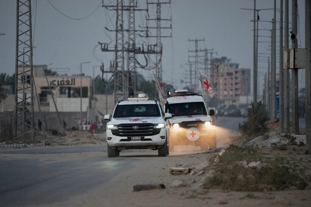 Palestinian militants hand over 2 coffins with remains of hostages to Red Cross in Gaza