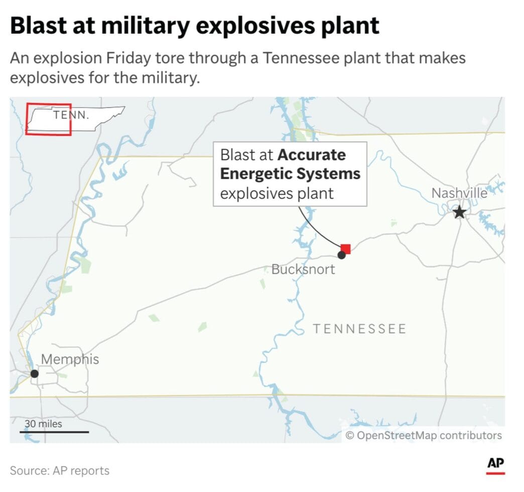 Aggregator Downloaded image for imported item 80093 | Meridian Source There are no survivors in the blast at a Tennessee explosives factory, sheriff says