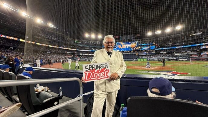 Was that Colonel Sanders behind home plate at the Blue Jays game?