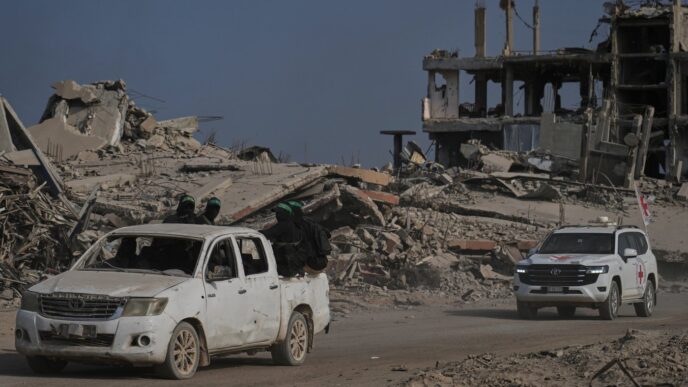 Aggregator Downloaded image for imported item 85366 | Meridian Source Israel says militants in Gaza have handed over to the Red Cross a body believed to be a hostage