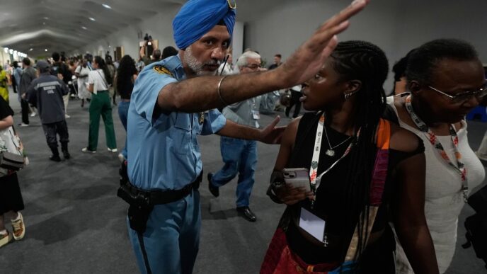 Fire prompts evacuations at UN climate talks in Brazil, but officials say no one hurt