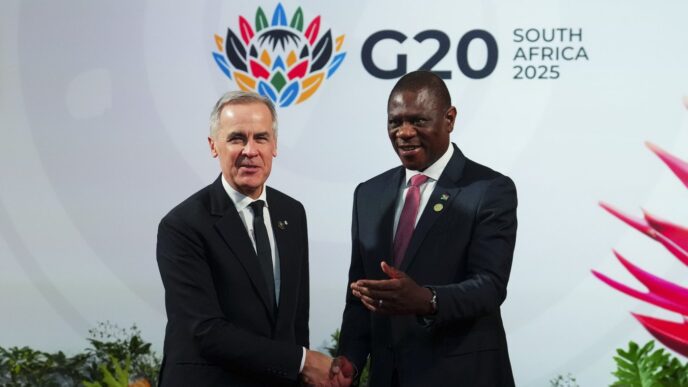 Aggregator Downloaded image for imported item 86795 | Meridian Source Carney says Ottawa, South Africa launching talks for an investment pact on minerals