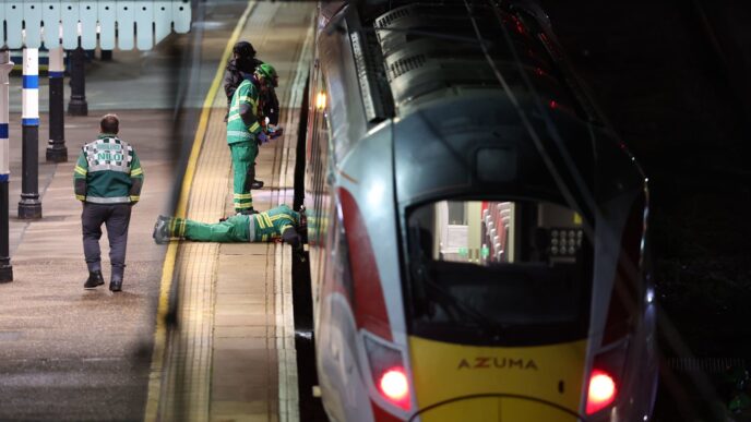 Aggregator Downloaded image for imported item 83061 | Meridian Source UK police detain 2 suspects after train stabbings leave 9 people with life-threatening injuries