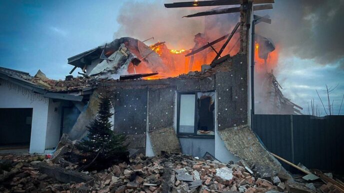 Aggregator Downloaded image for imported item 91868 | Meridian Source Major Russian drone and missile attack on Ukraine kills at least 3 people and cuts power