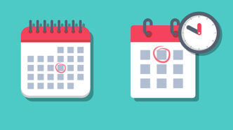 Set of deadline calendar with clock in a flat design | Meridian Source