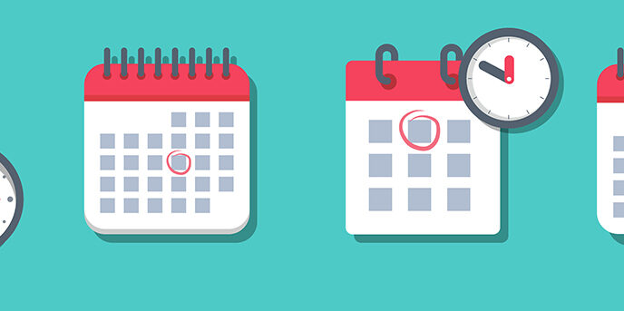 Set of deadline calendar with clock in a flat design | Meridian Source