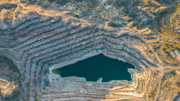 Old open pit uranium mine Aerial view | Meridian Source