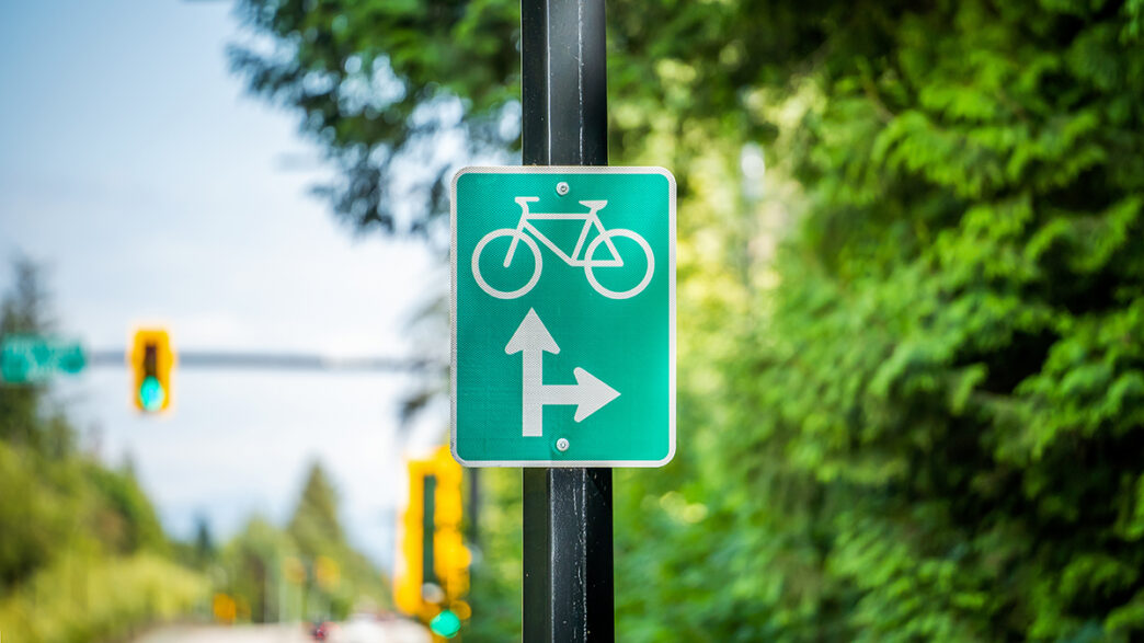 Bicycle lane traffic sign in Vancouver Canada | Meridian Source